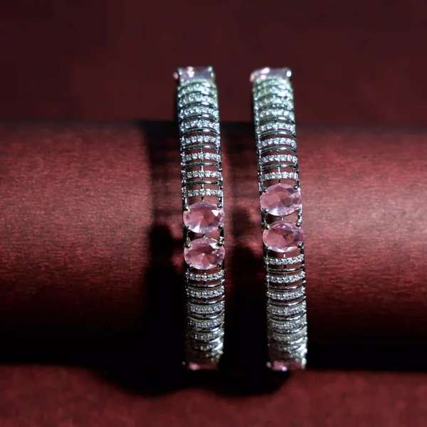 Pink Stone Designer Bangles Set Of Two