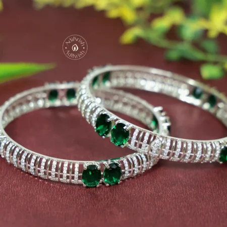 Designer Bangles Emerald Cut Green Set Of Two
