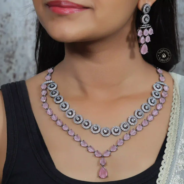 Designer Necklace Set Pink