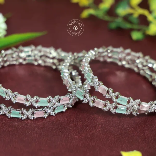 Pink Green Designer Bangles Set Of Four