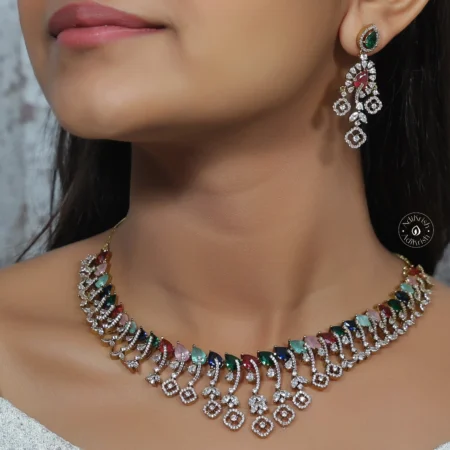 Gold Plated American Diamond Designer Necklace