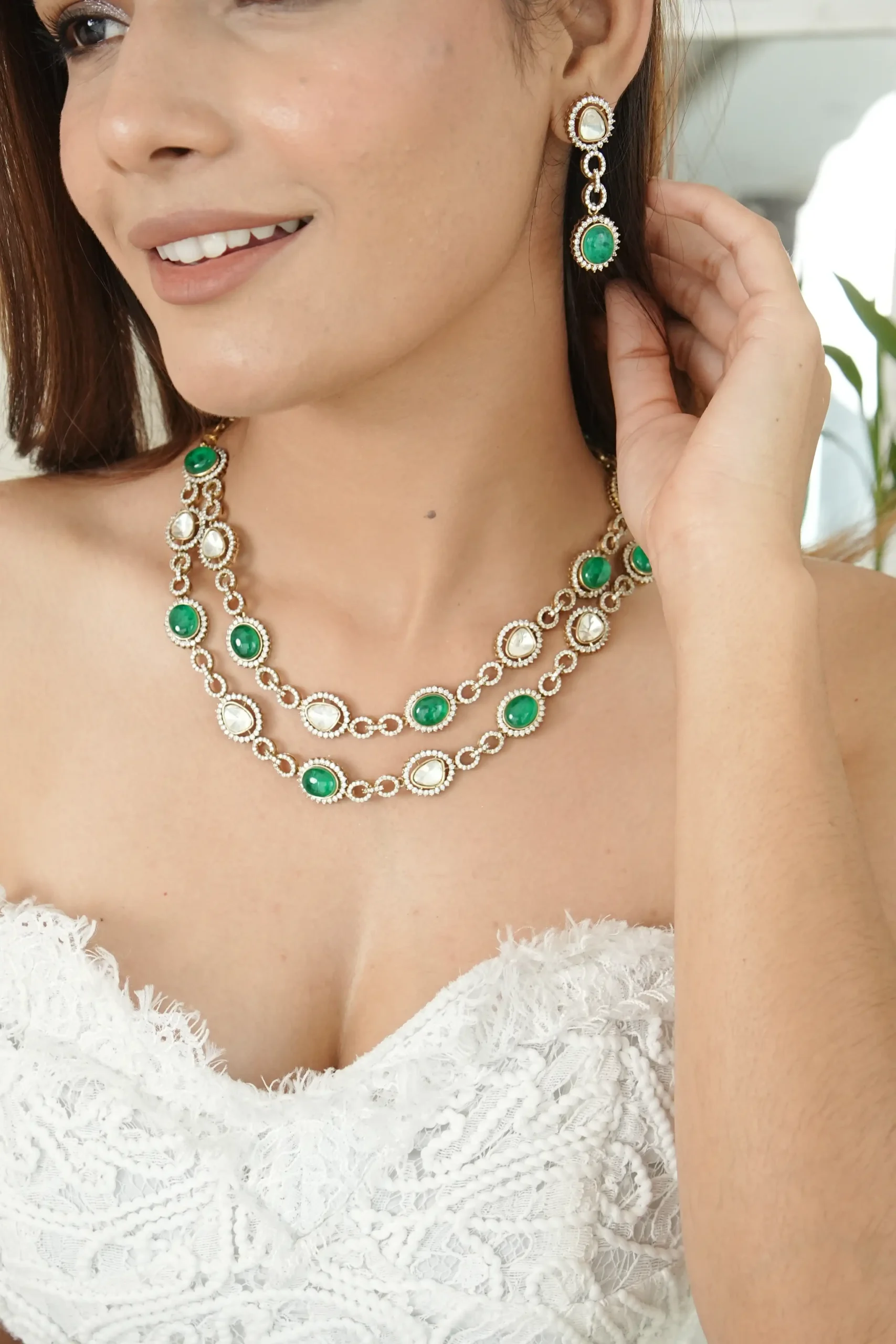 Festive Kundan Double Layered Antique Necklace Set