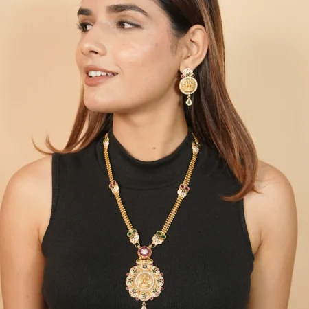 Ethnic Temple Jewellery Maa Laxmi Necklace Long set