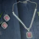 American Diamond Studded Necklace Set (Pink)