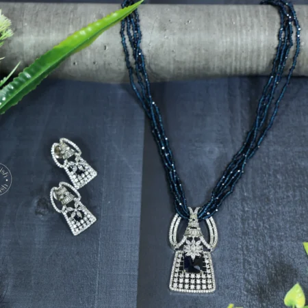American Diamond  Pendant Set (Blue)