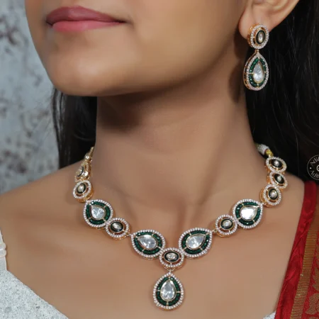 Gold Plated Polki Necklace Set