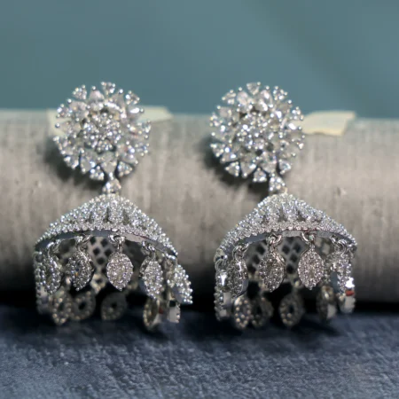 American Diamond Designer Jhumka Earrings