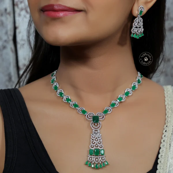 American Diamond with Doublet Stone Cut designer Necklace Set