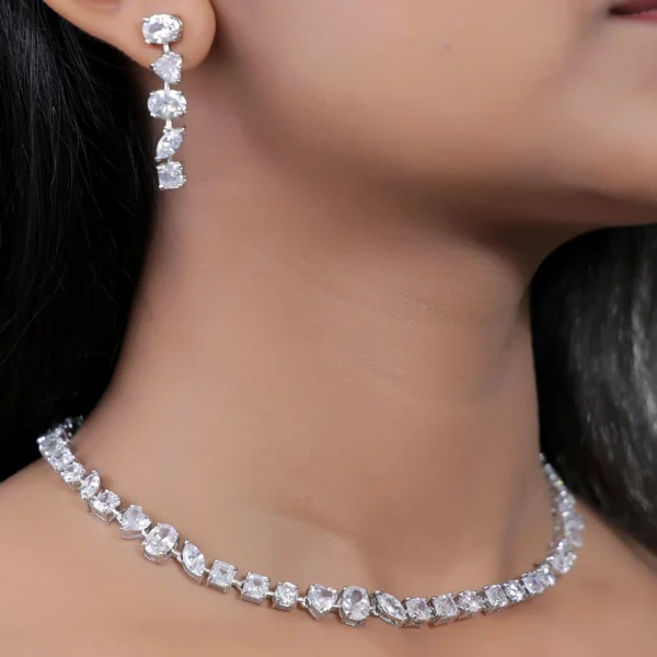 Multi Shaped American Diamond Designer Necklace Set