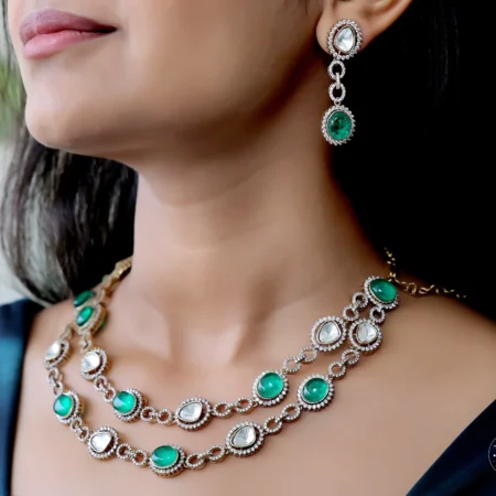 Festive Kundan Double Layered Antique Necklace Set