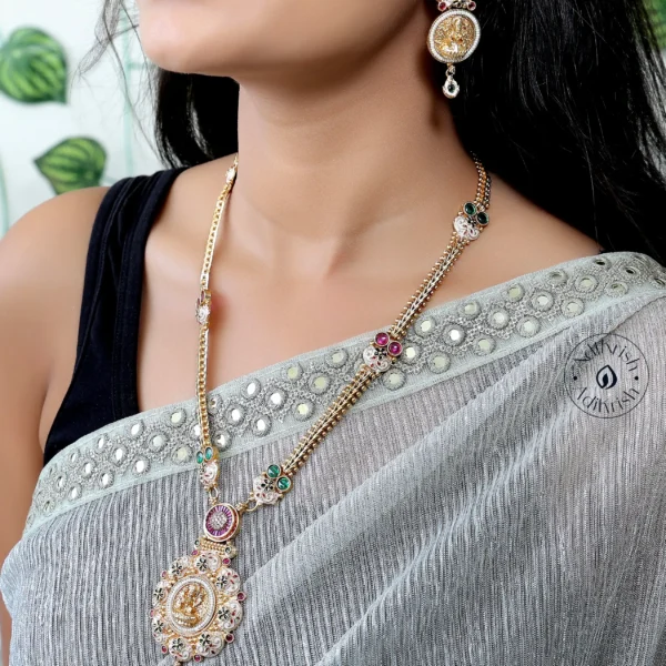 Ethnic Temple Jewellery Maa Laxmi Necklace Long set