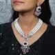 Designer Pearl Necklace Set (Red)