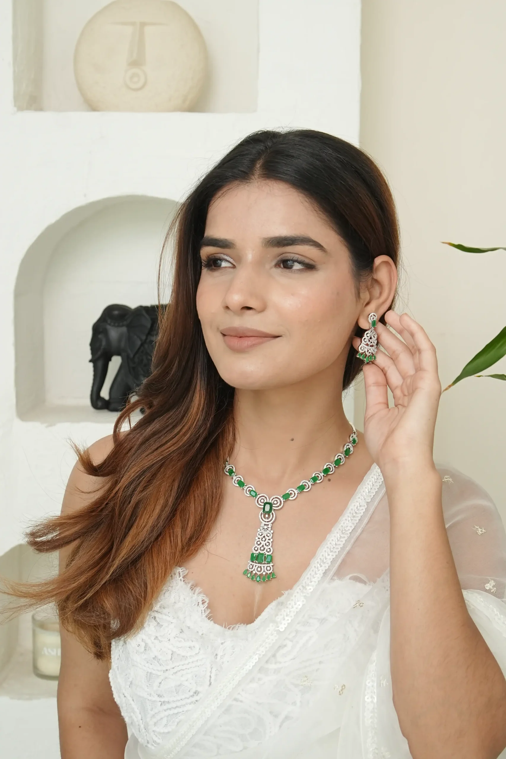 American Diamond with Doublet Stone Cut designer Necklace Set