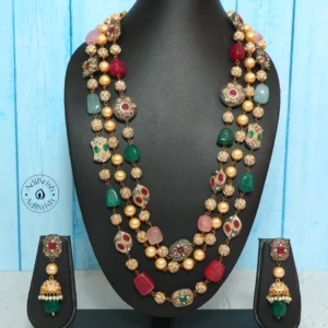 Three Layered Multicolor Kantha With Earrings