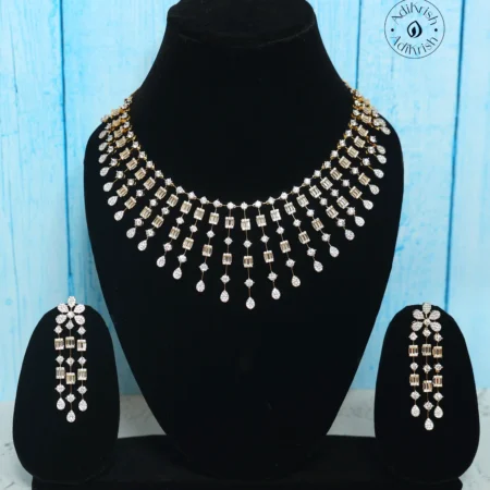 Gold Plated American Diamond Designer Necklace Set