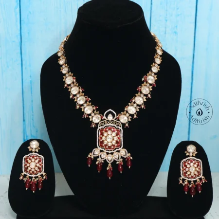 Ethnic Designer Polki Long Necklace Set
