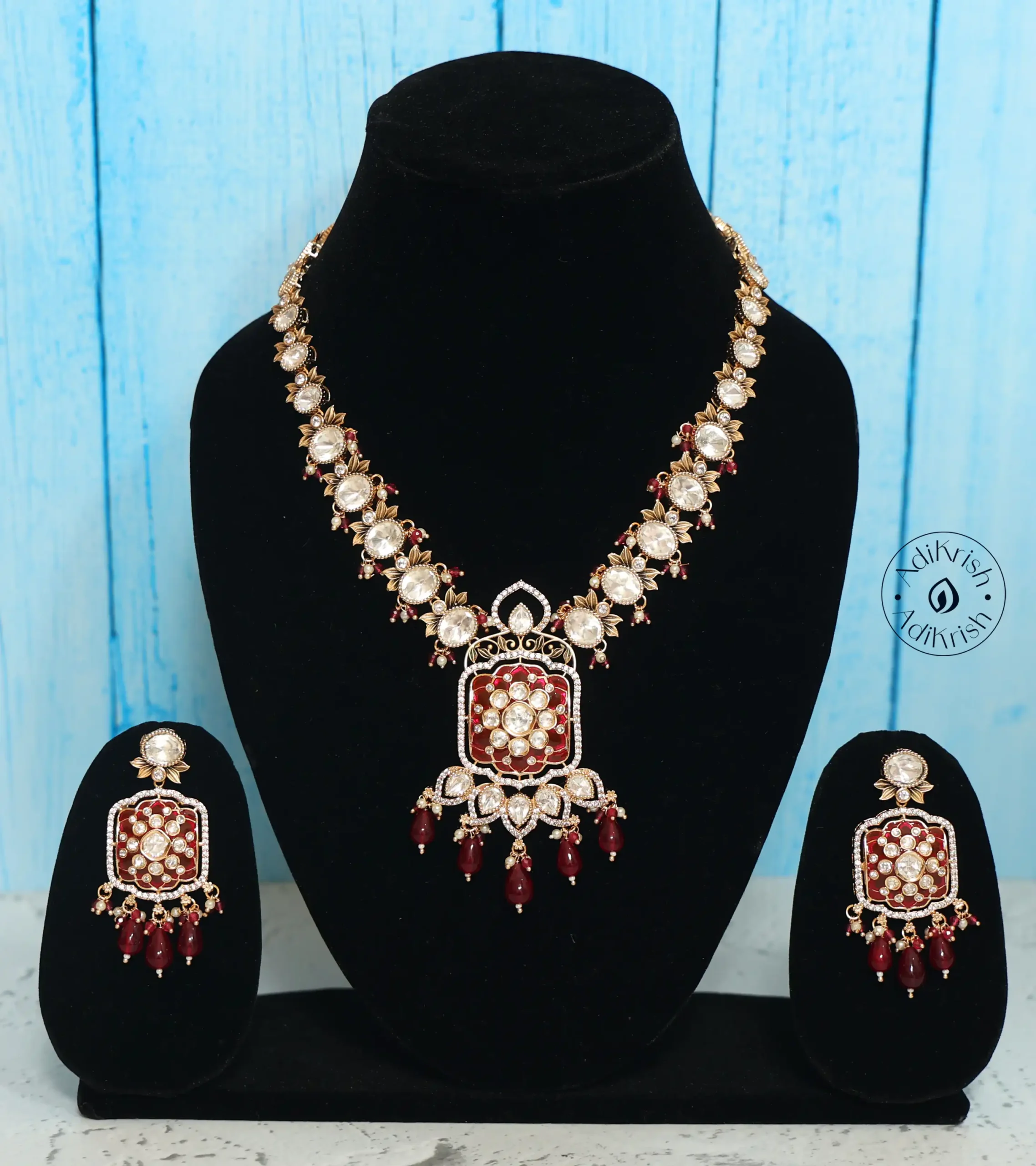 Ethnic Designer Polki Long Necklace Set
