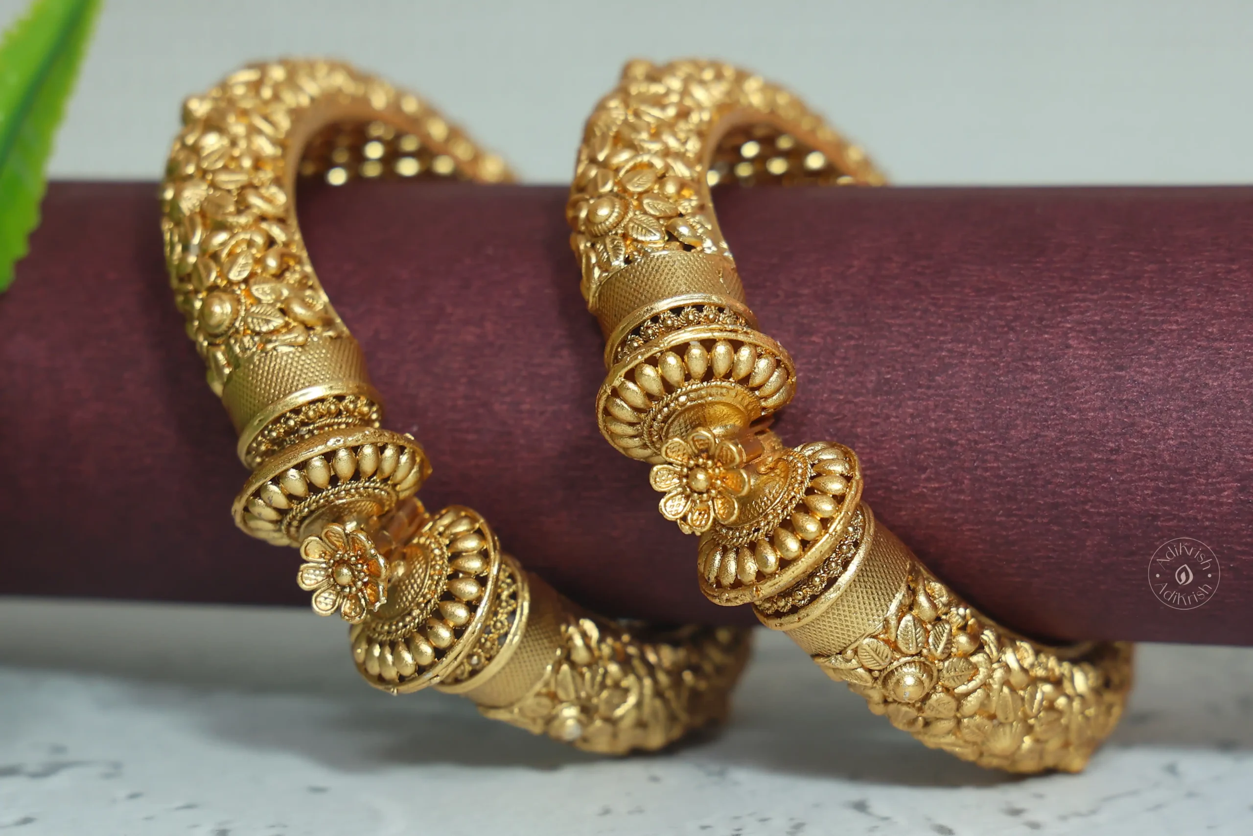 Gold Plated Fully Carved Openable Bangles