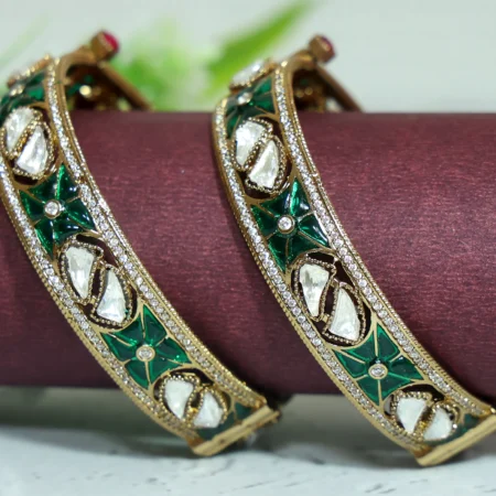 Kundan Meena Antique Bangles