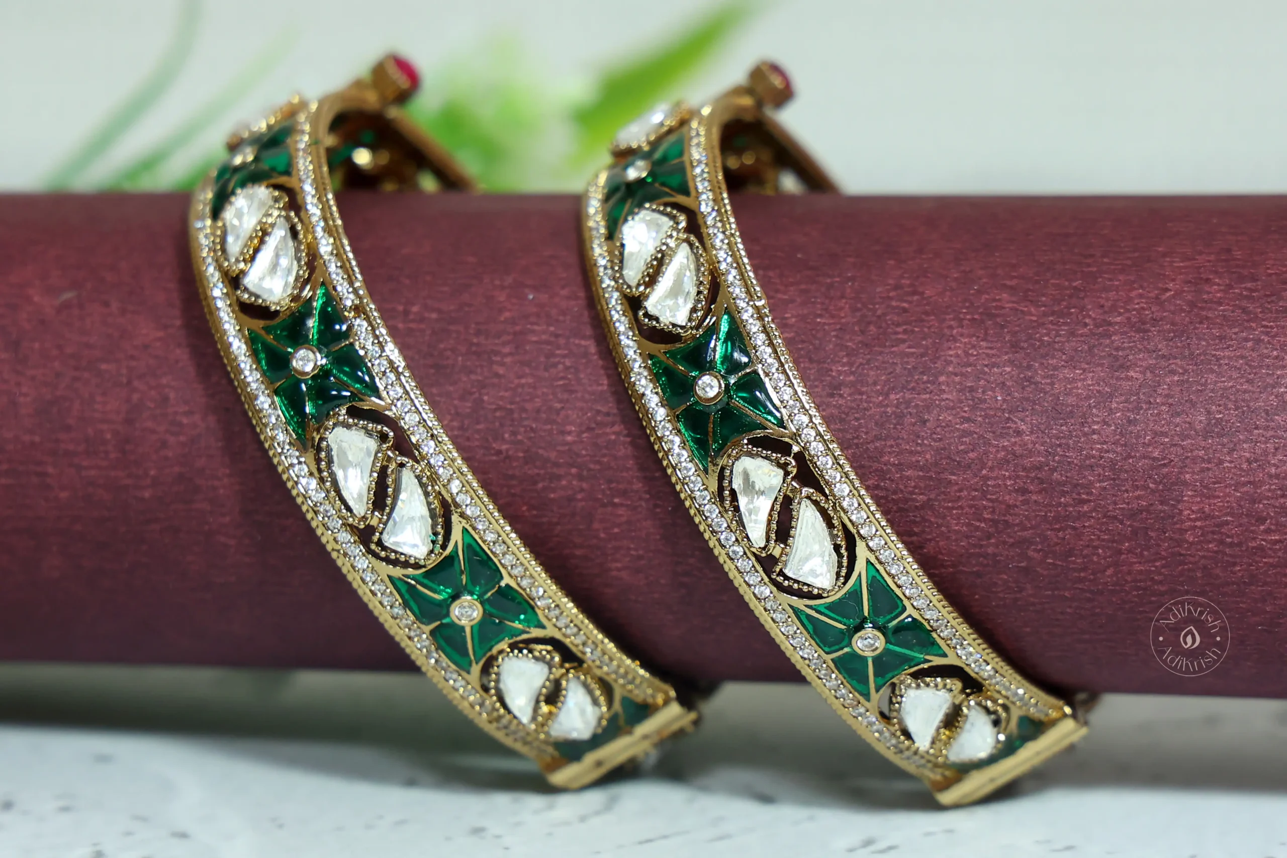 Kundan Meena Antique Bangles
