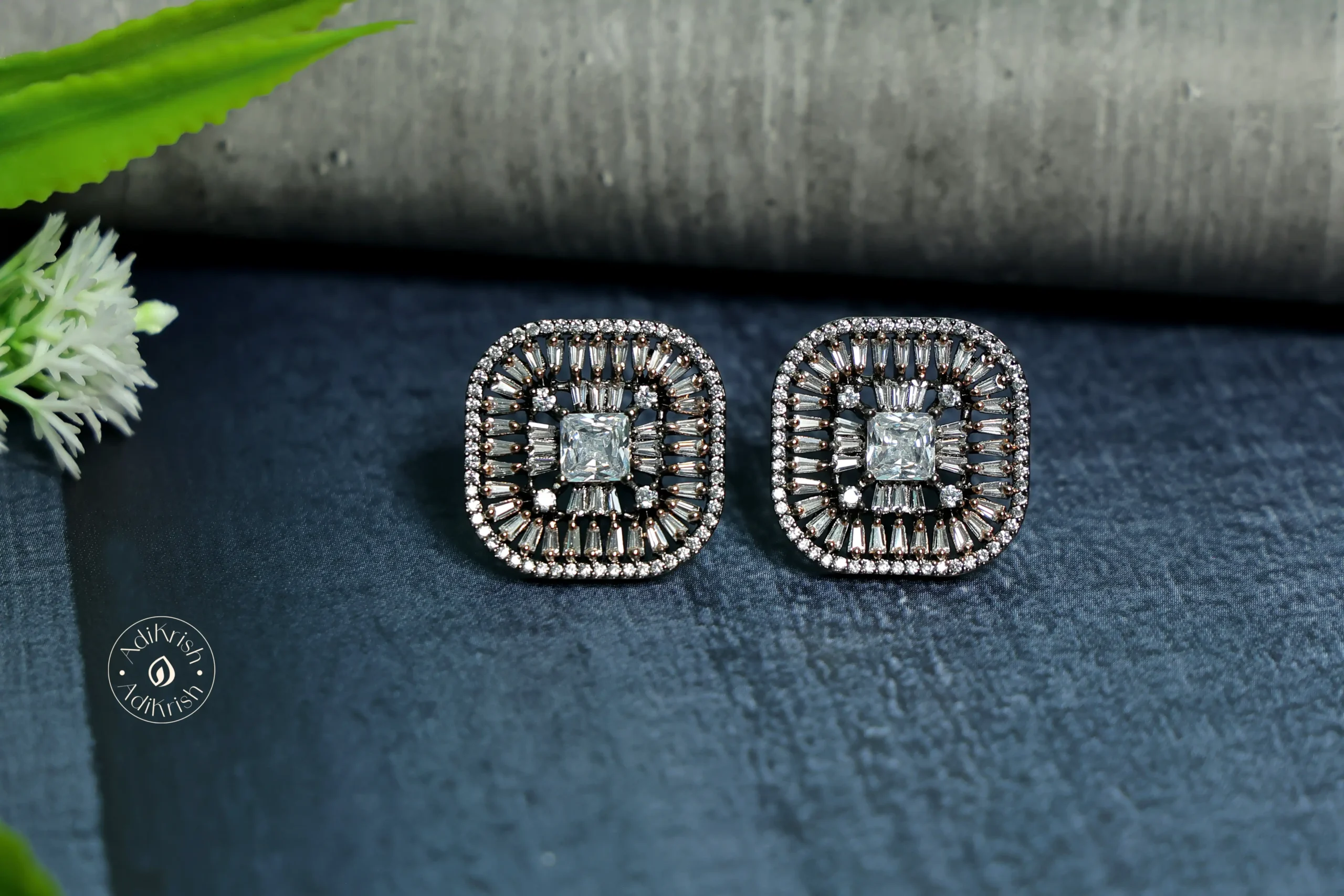 Oxidise Square Stud Designer Earrings