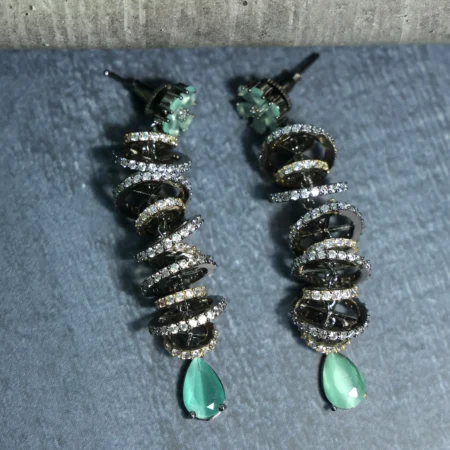 Oxidise Designer Earrings (Sea Green)
