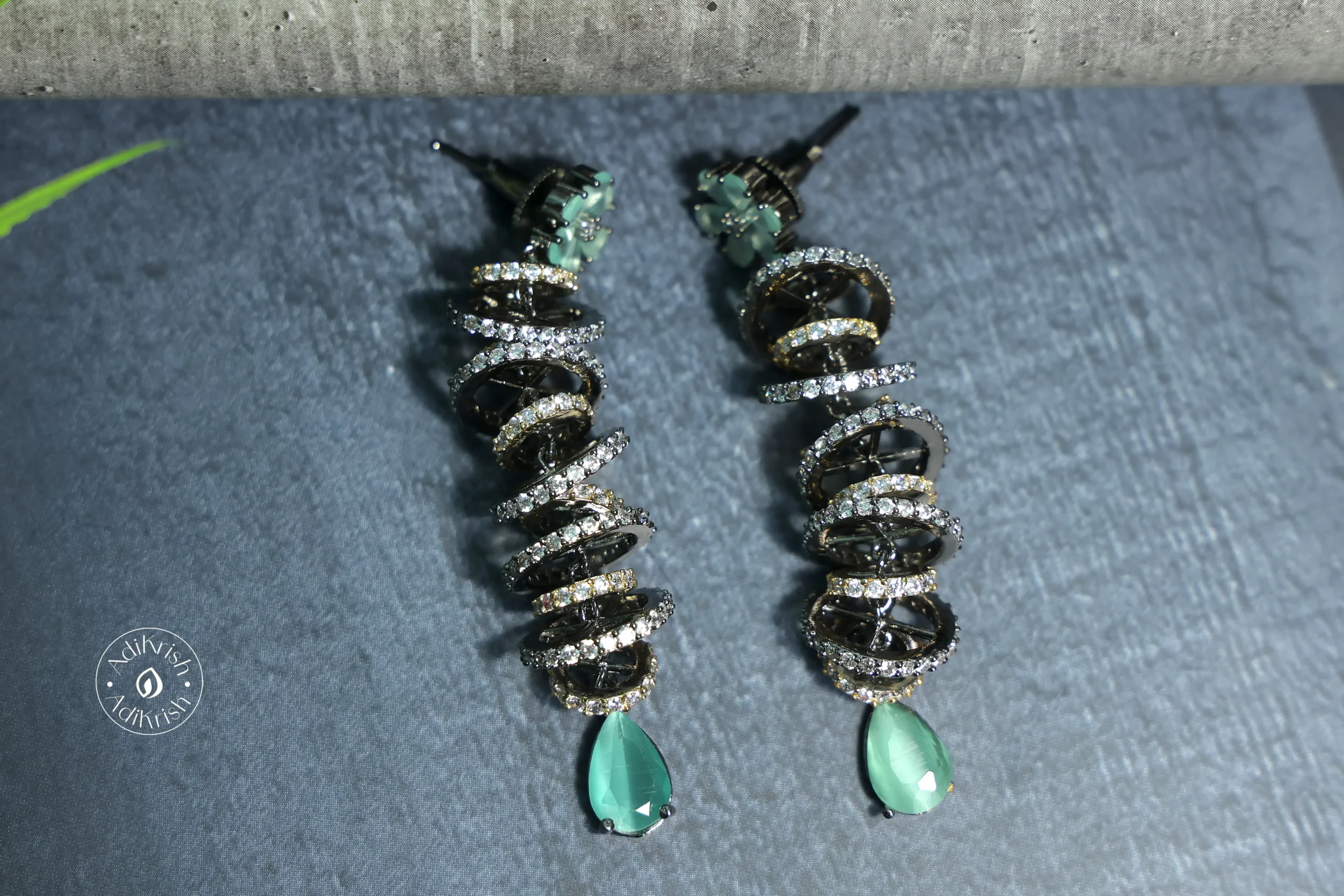 Oxidise Designer Earrings (Sea Green)