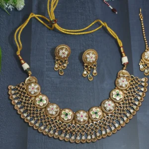 Designer Bridal Necklace Set With Meena Work