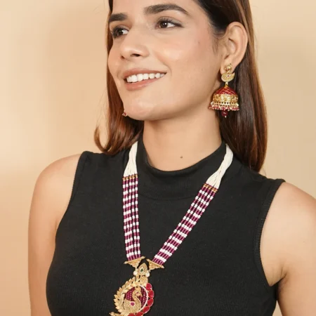 Peacock Designed Long Necklace Set