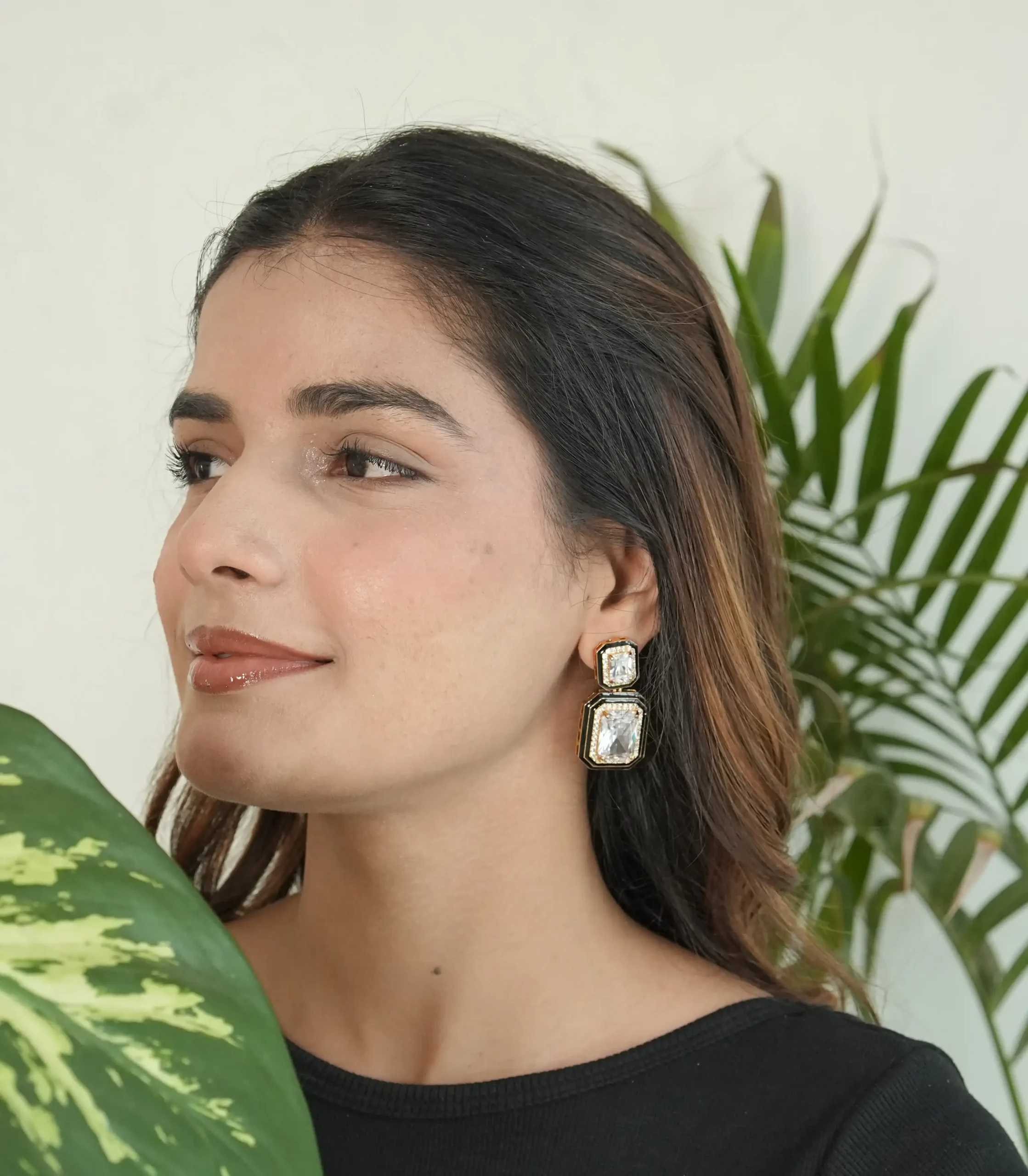 Designer Square Cut American Diamond Drop Earrings