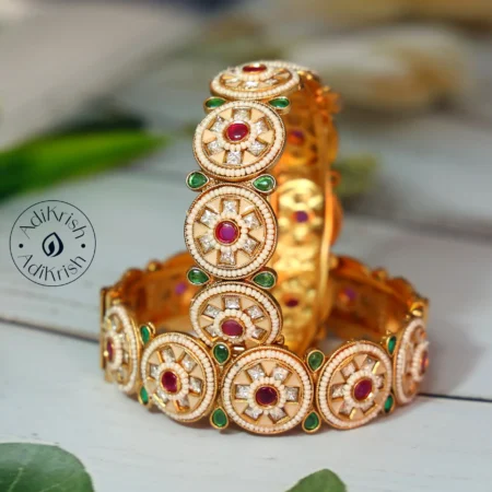 Polki Meenakari Pearl Beaded Openable Bangles