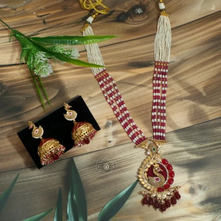 Peacock Designed Long Necklace Set