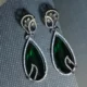 Oxidise Teardrop Designer Earrings (Dark Green)