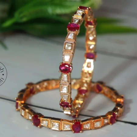 Gold Plated Stone Polki Bangles