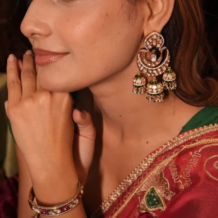 Royal Kundan Jhumka Chandbali Earrings