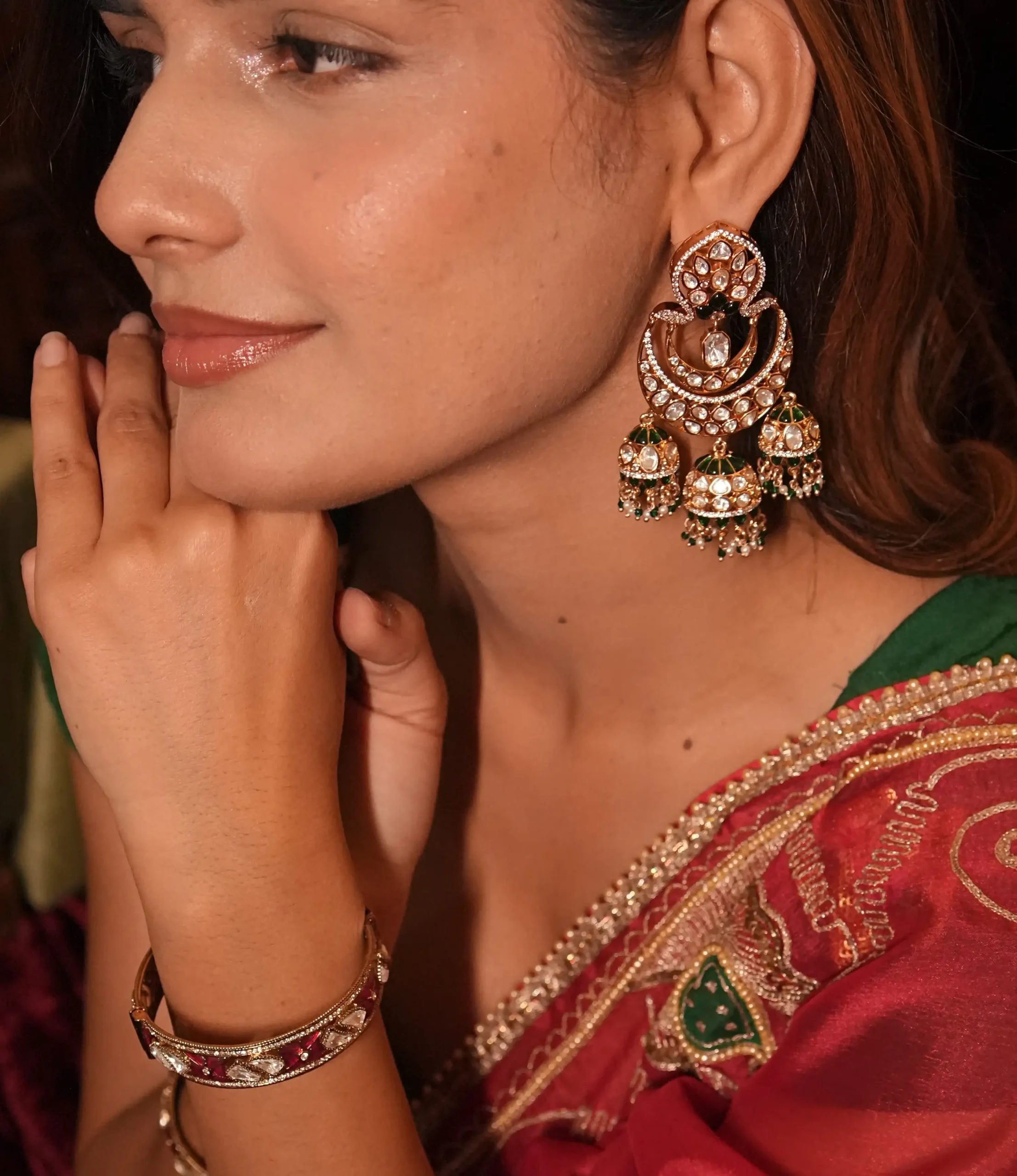 Royal Kundan Jhumka Chandbali Earrings