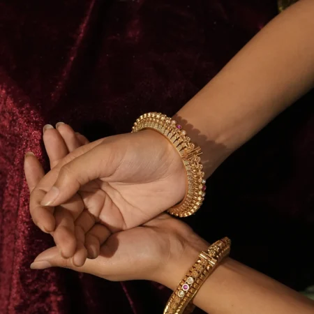 Ethnic Gold Finish Stone Studded Bangles