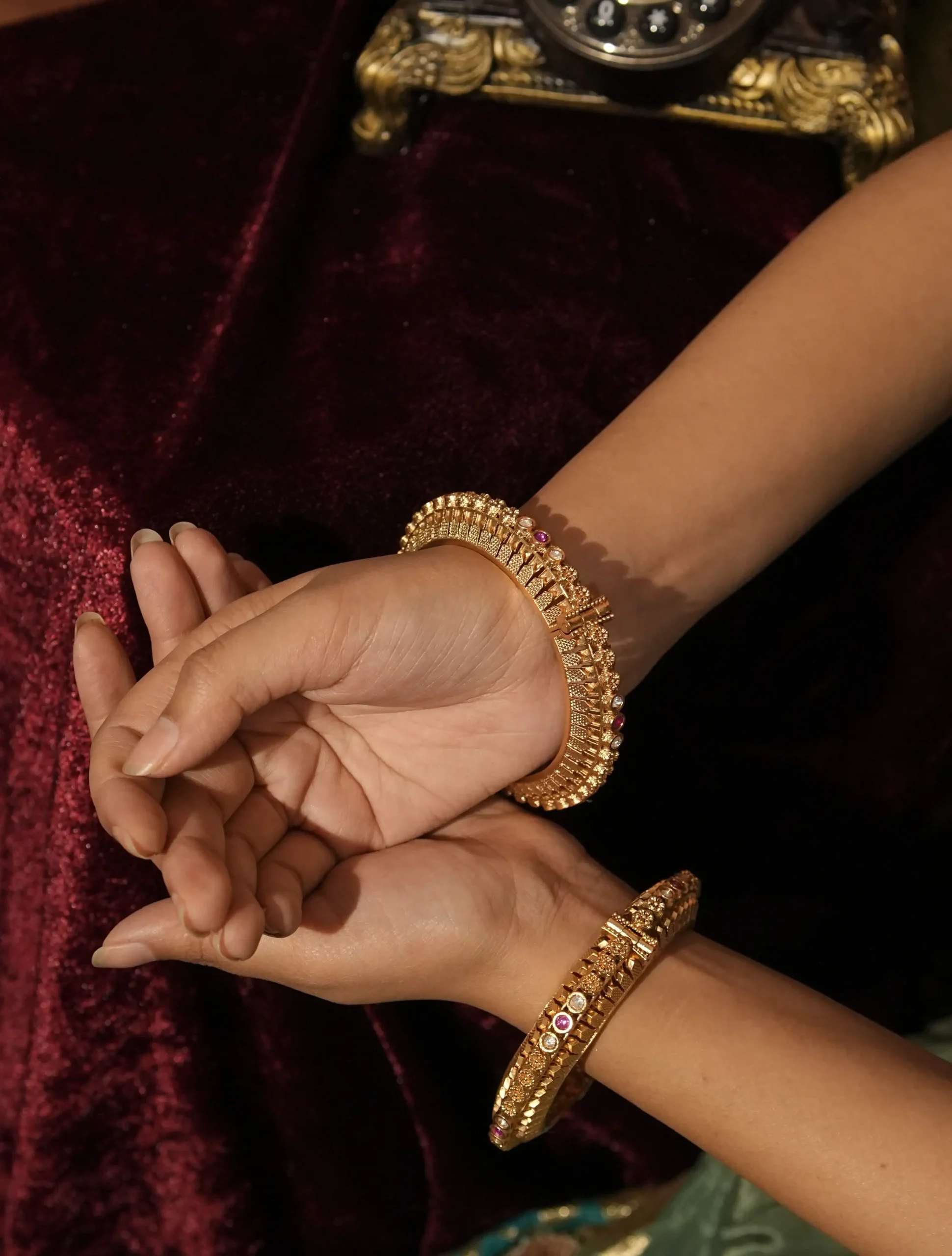 Ethnic Gold Finish Stone Studded Bangles
