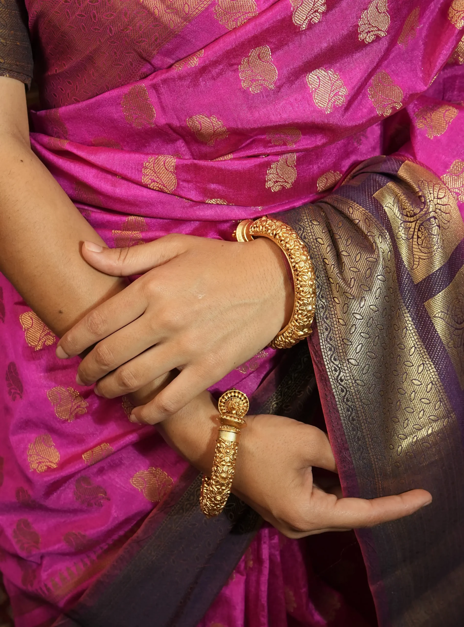 Gold Plated Fully Carved Openable Bangles
