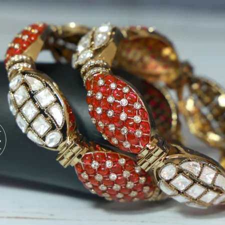 Premium Mehandi Plated Kundan Bangles