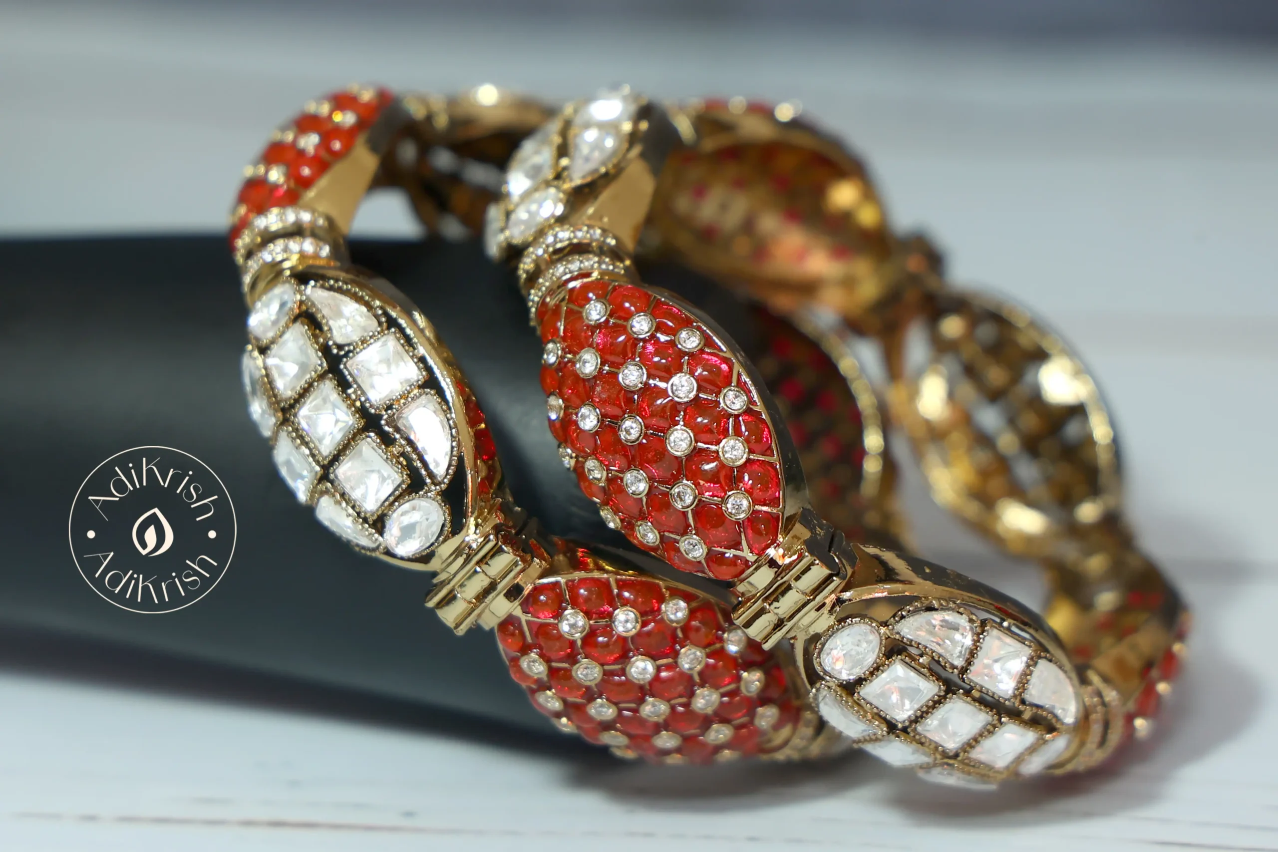 Premium Mehandi Plated Kundan Bangles