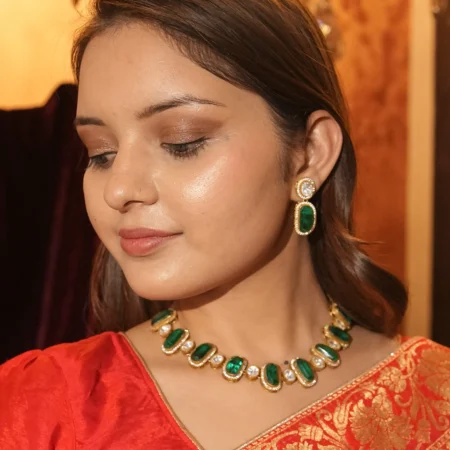 Gold Plated Faux Doublet Stone Necklace Set