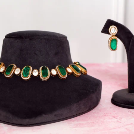 Gold Plated Faux Doublet Stone Necklace Set