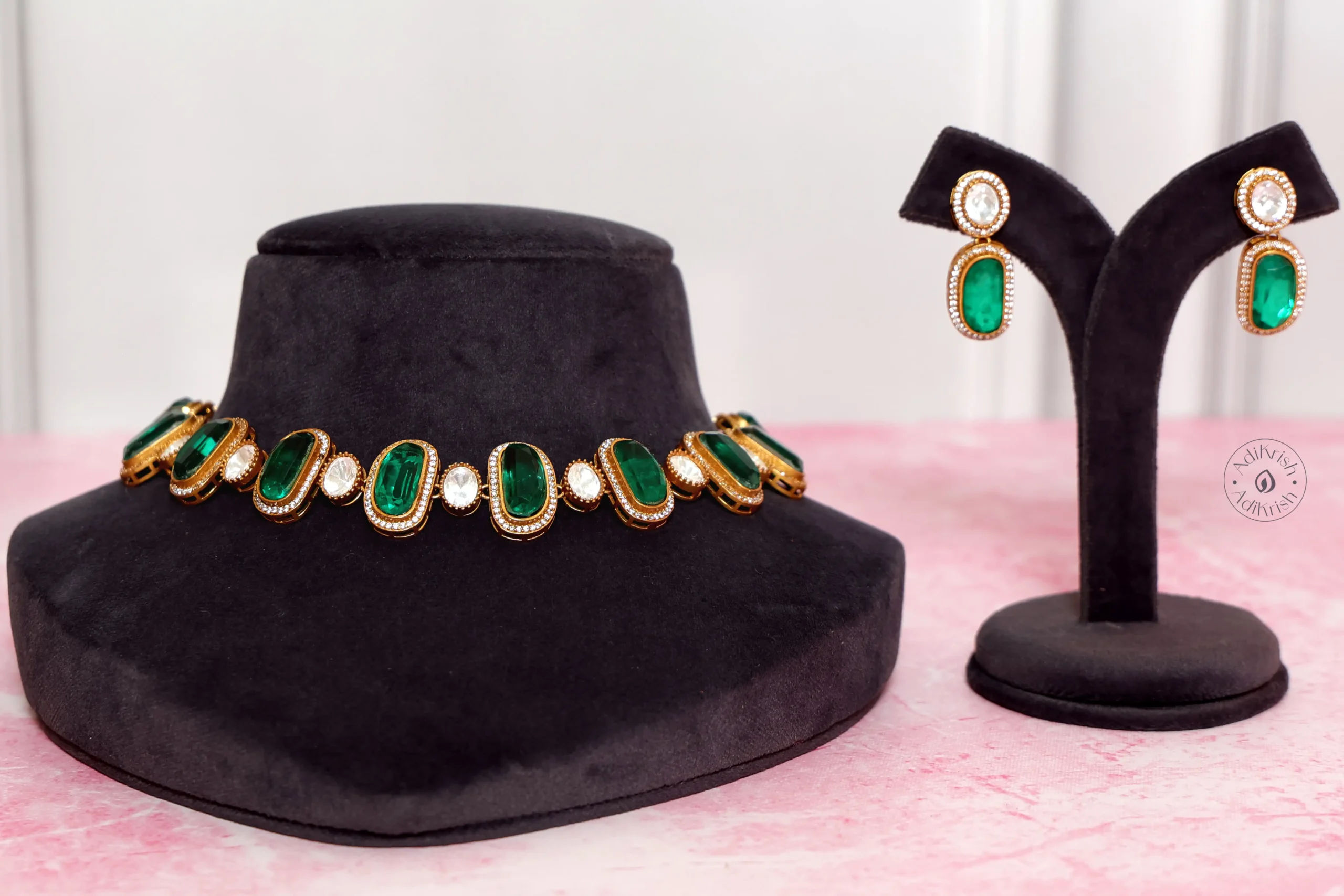 Gold Plated Faux Doublet Stone Necklace Set