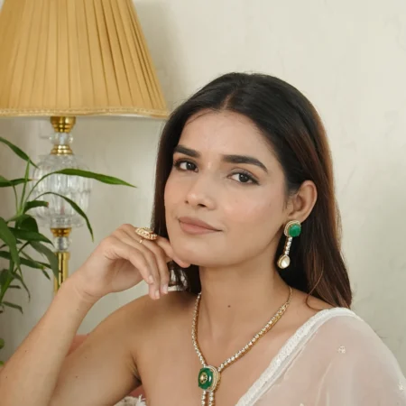 Golden Brass Doublet Stone Necklace Set