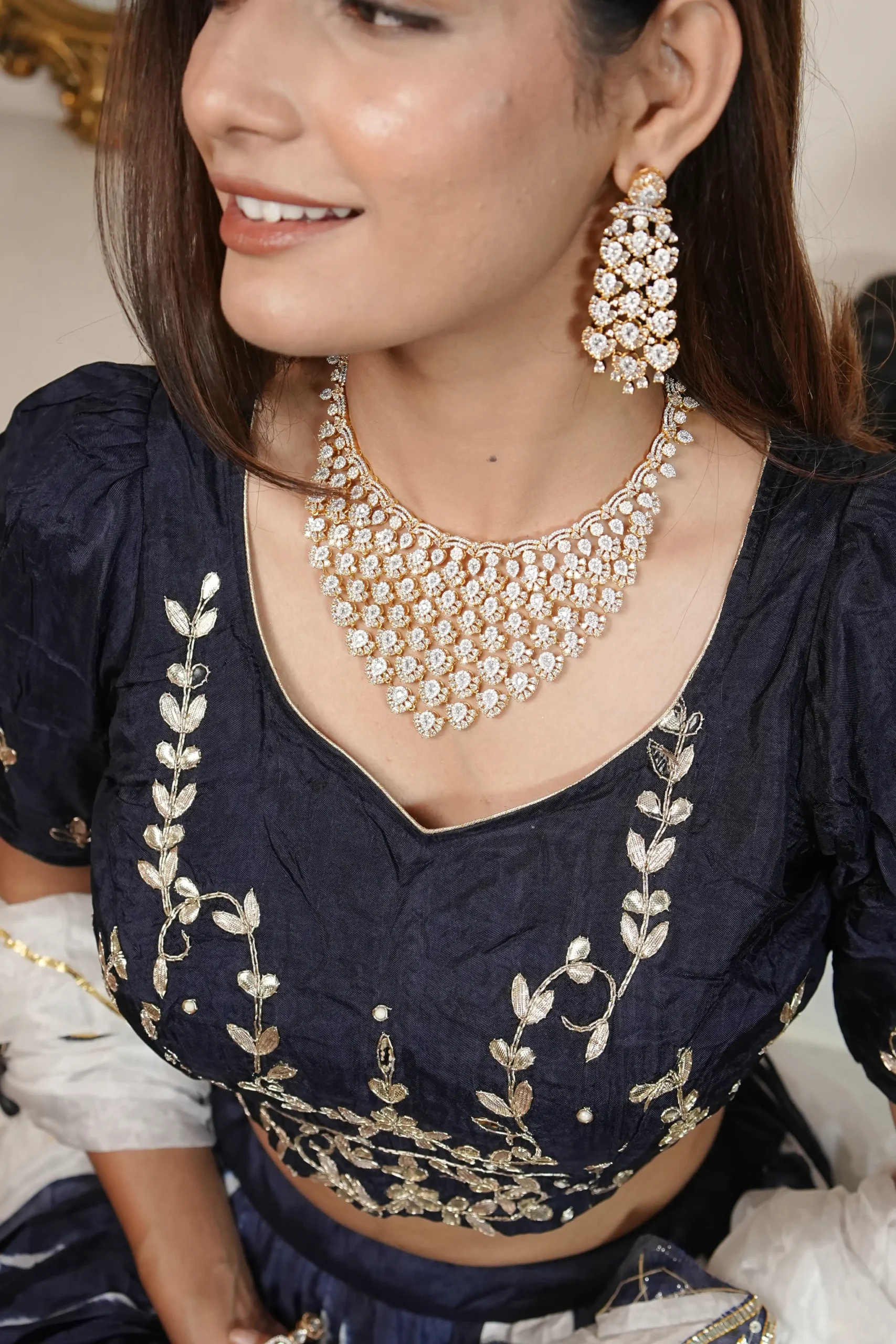 Micro American Diamond Designer Necklace Set