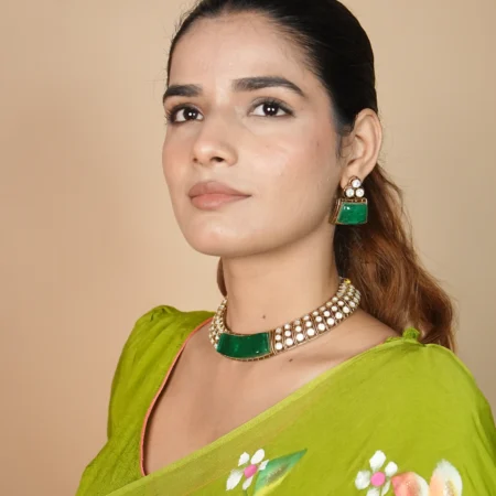 Mint Hasli Style Polki Necklace Set