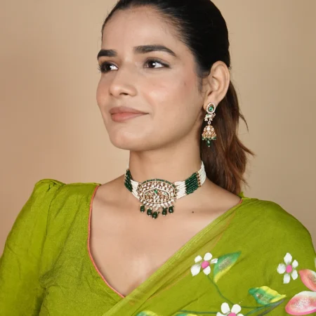 Polki Royal Choker With Pearl Beaded