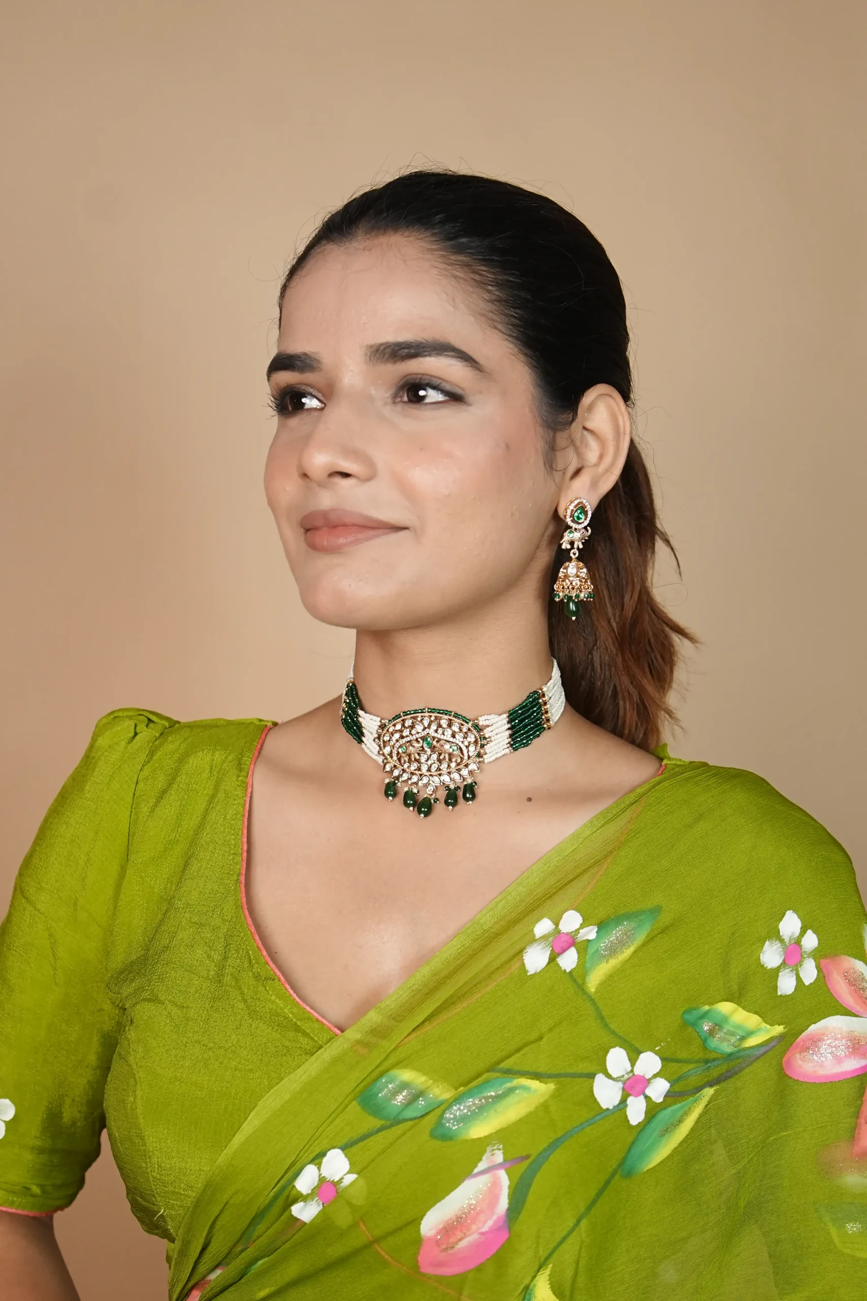 Polki Royal Choker With Pearl Beaded