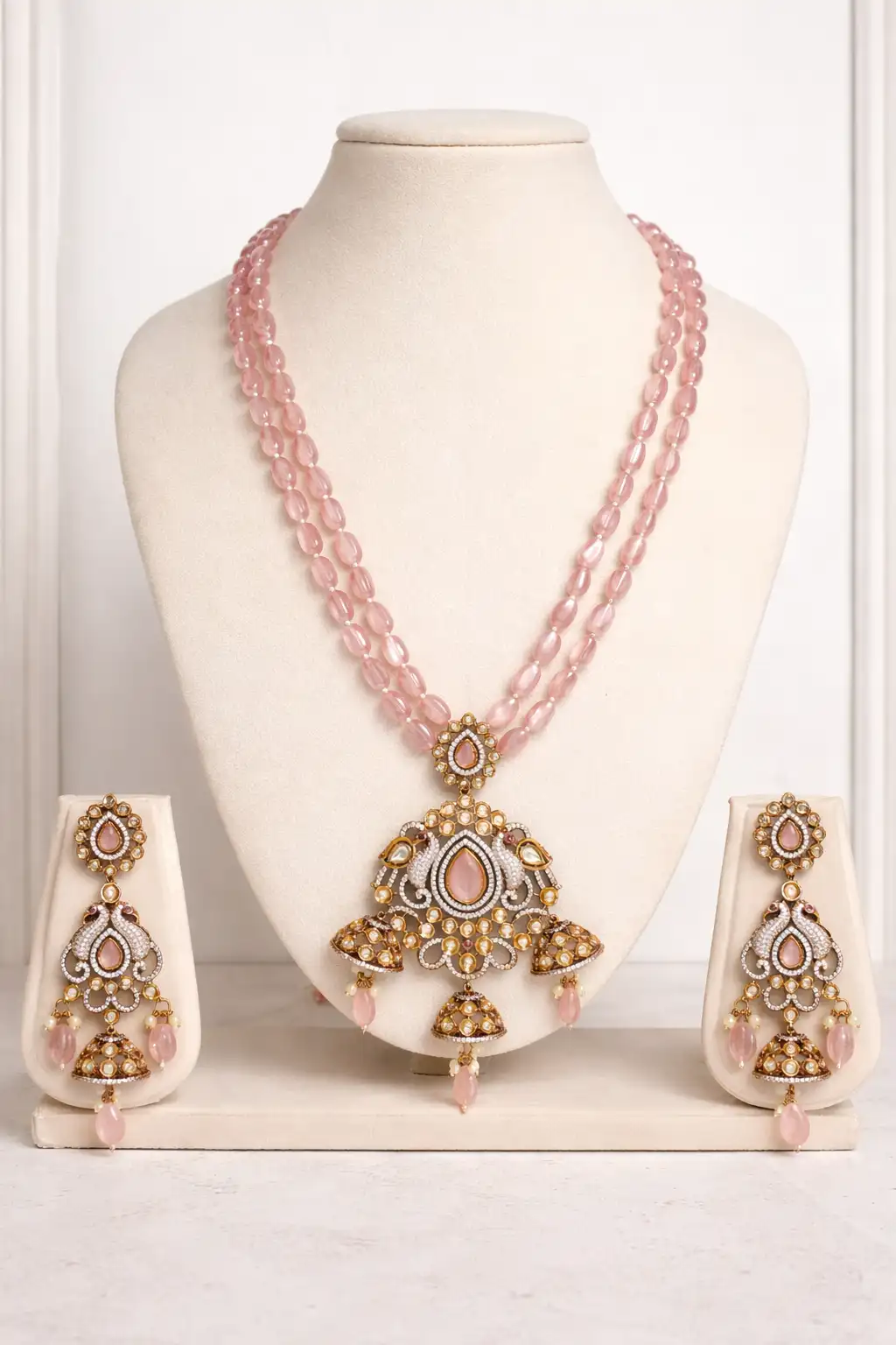 Pink Aura Statement Necklace Set